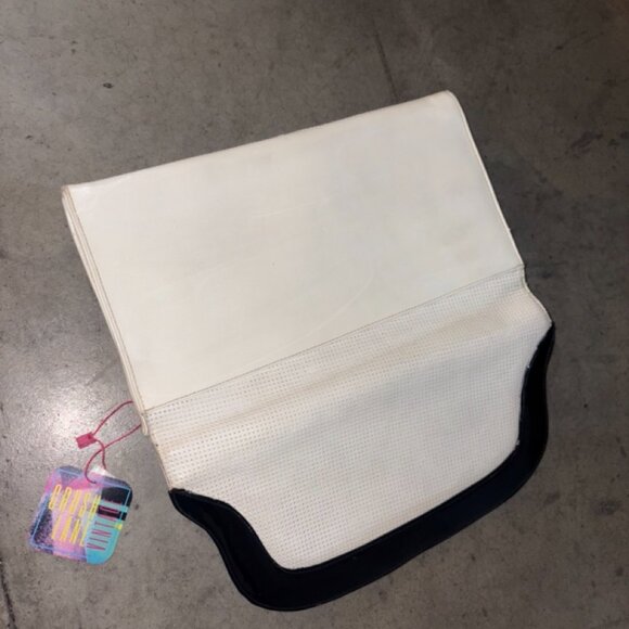 Vintage John Hort Black and White Genuine Leather Clutch - Picture 6 of 8